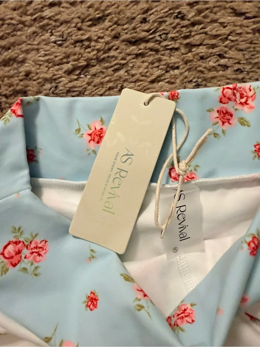 NWT White Floral Athletic Skort with Light Blue Waistband